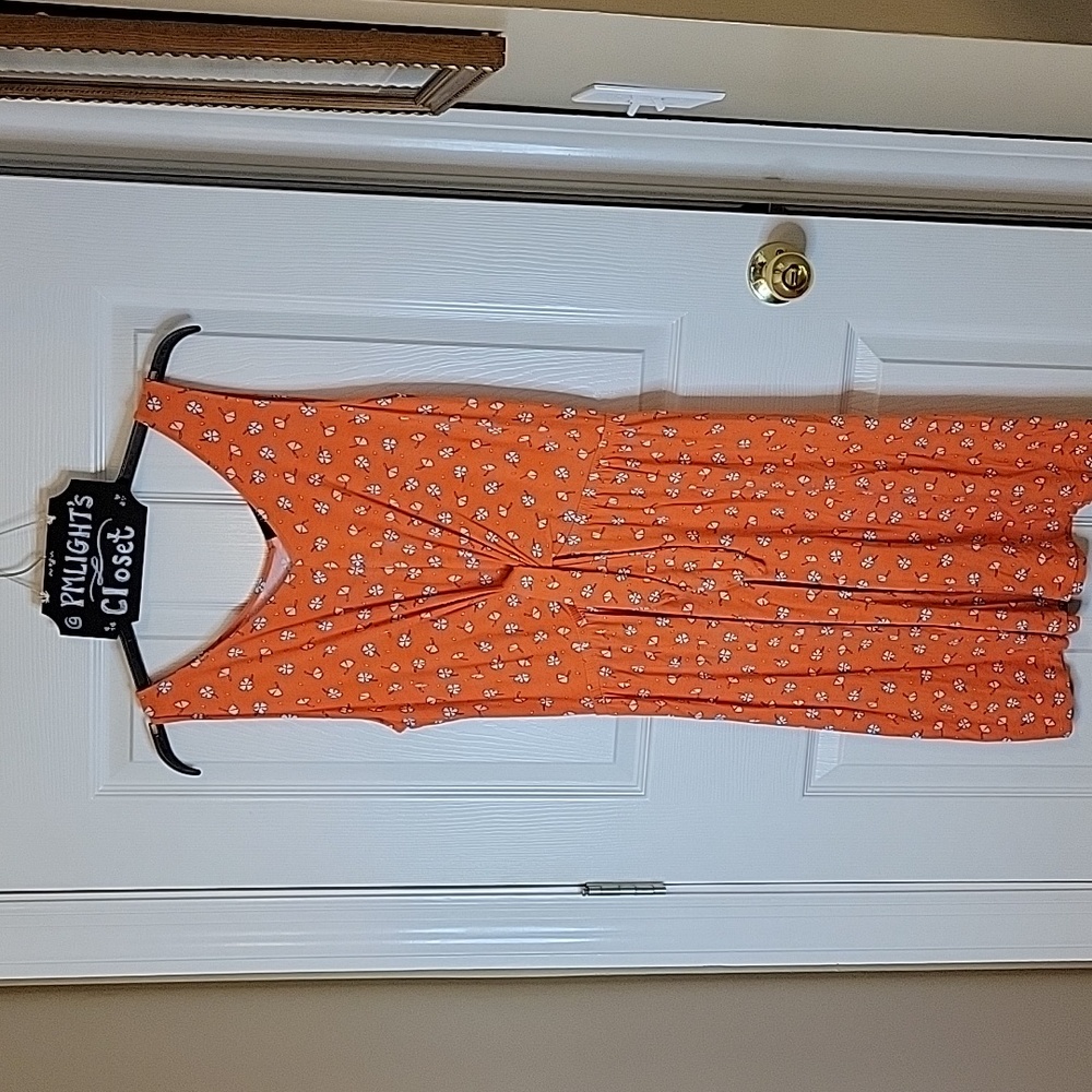 A.N.A. A New Approach Dress Large Orange White Floral Sleeveless